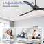 Ventilateur de plafond noir 52 po avec télécommande sans lumières, ventilateurs de plafond à 3 pales modernes pour l'intérieur et l'extérieur