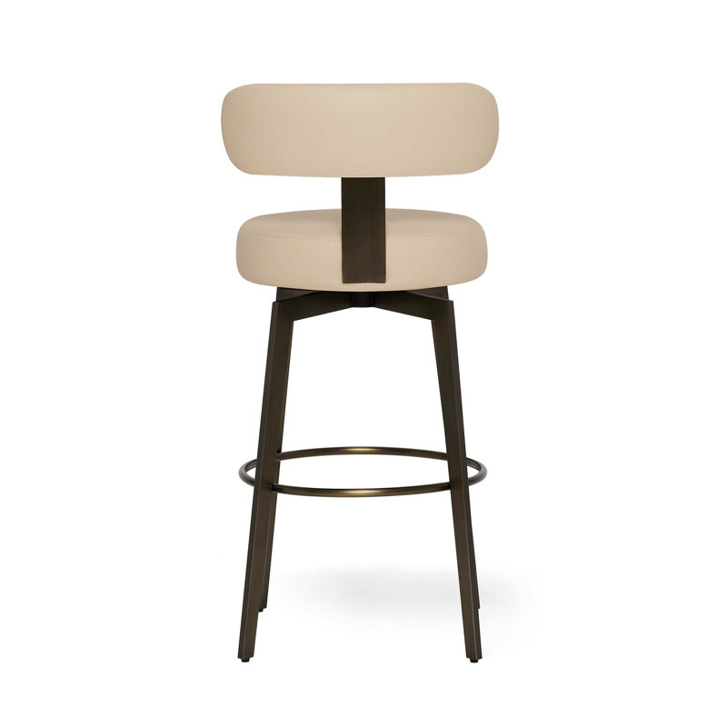 Clermont Upholstered Stool with Metal Frame, Cream Latte Seat/Antique Bronze Frame, Bar Stool (29" Seat Height)