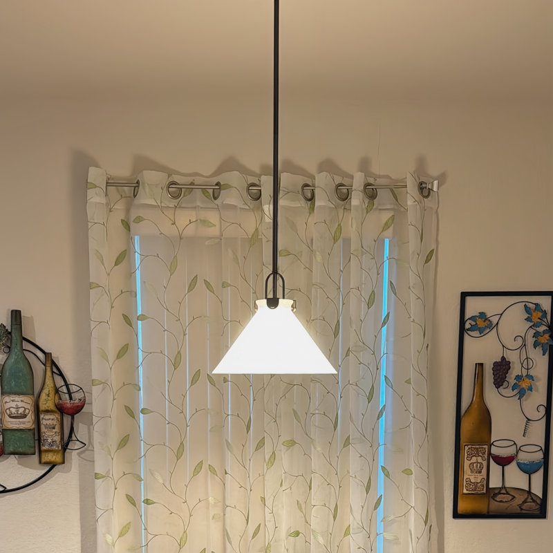 1-light 12'' Dimmable Gray Modern Cone Pendant Light for Kitchen Island.Features Cloud Glass Shade., Space Gray