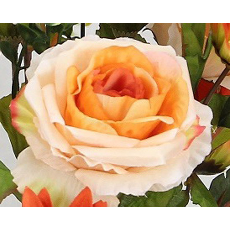 Large douille artificielle en cascade et rose, Mélange de tons corail