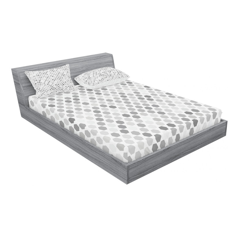 Microfiber Geometric Sheet Set, Queen Sheet Set with Fitted Sheet, Gray Geometric