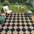 5' x 7' Beige & Navy Argyle Check Rug, Kitchen & Dining Room