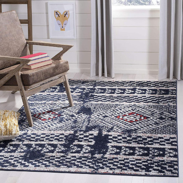 Union Rustic Hankinson Navy/Light Grey Area Rug - Wayfair Canada