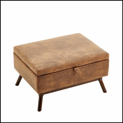 Mid-century modern square coffee table storage bench, assembled, suitable for living room, entryway and family room, used as a coffee table, stirrups, by George Oliver
