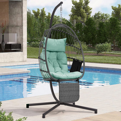 Hanging Egg Chair with Stand & Removable Leg Rest, Hammock Chair for Patio, Bedroom