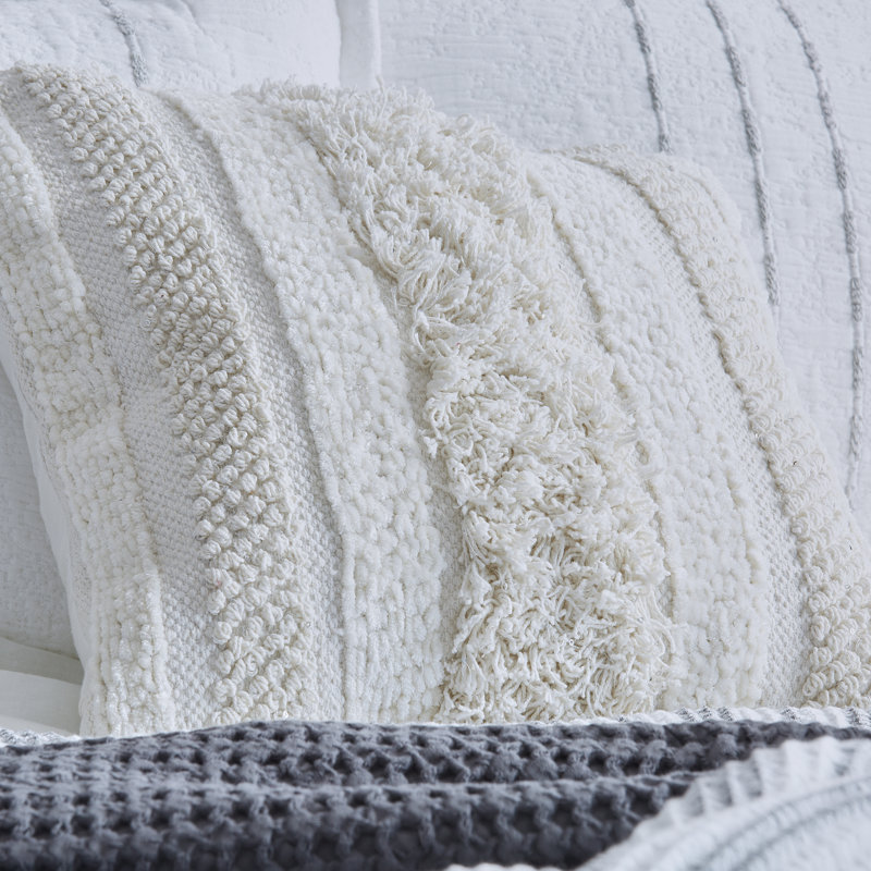 Natural Linen 18" Square Cotton-Blend Decorative Throw Pillow