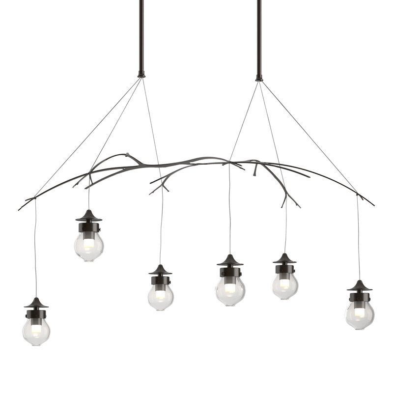 Luminaire suspendu en verre Kiwi, Bronze huilé, H 48 po