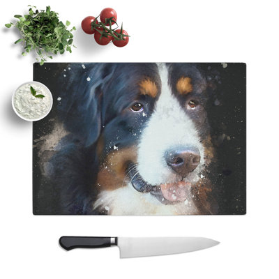 Bermese Mountain Dog Paint Splash Chopping Board