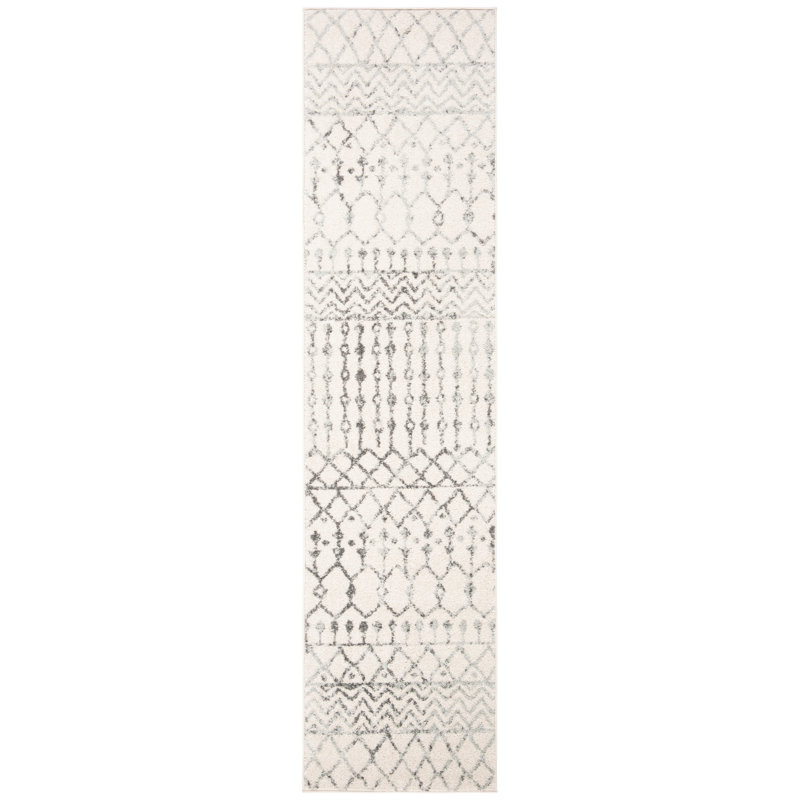 Tapis ivoire / gris de style sud-ouest Blackheart, Tapis de couloir 2 pi x 9 pi