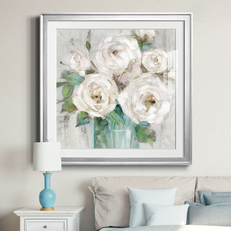 Cottage White - peinture encadrée, Cadre argenté, H 26,5 po x l 26,5 po x P 1,5 po