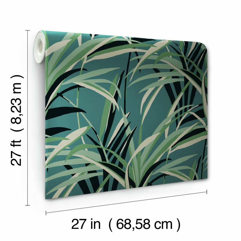 Papier peint paradis tropical, Vert / bleu sarcelle