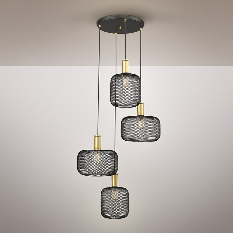 Aemilia 4 - Light Drum Pendant, Matt Black/Gold