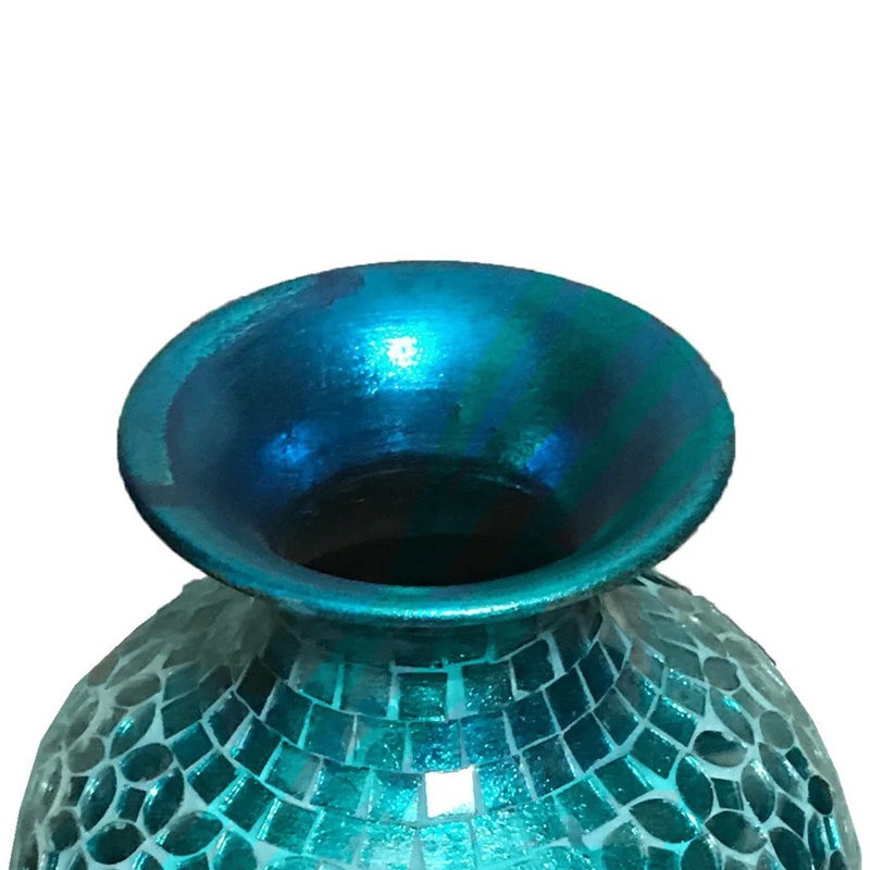 Iesha 20 Inch Glass Floor Vase, Turquiose