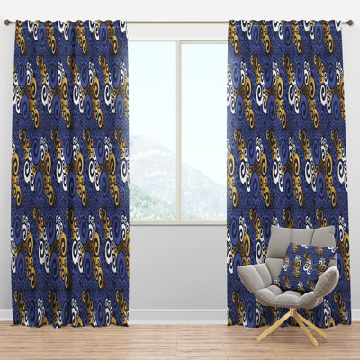 Panneau de rideau simple semi-diaphane avec passe-tringle Mid-Century Luxury Waves