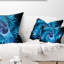 Fractale de trou de ver bleu magique - coussin imprimé abstrait