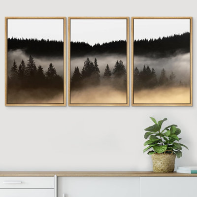 Reproduction d'art sur toile encadrée, ensemble de décor de chambre de bébé, forêt sombre, montagne, forêt, silhouette, nature sauvage, art moderne, paysage rustique pour salon, chambre à coucher, bureau, reproduction sur toile