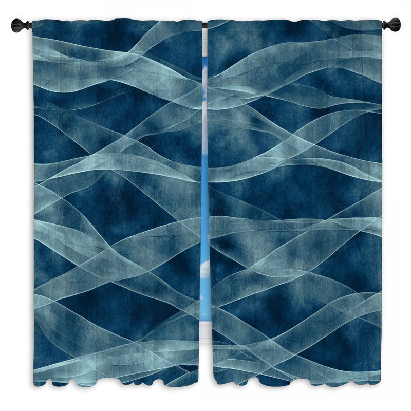 Rideaux abstraits à motif de vagues rideaux Académie foncé - 2 panneaux, L 56 po x L 78 po