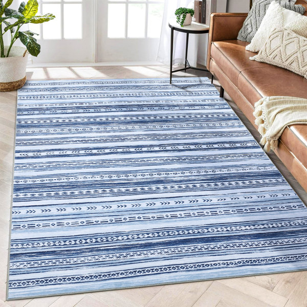 Union Rustic Striped Indoor Boho Area Rug Washable Soft Floor Carpet or ...