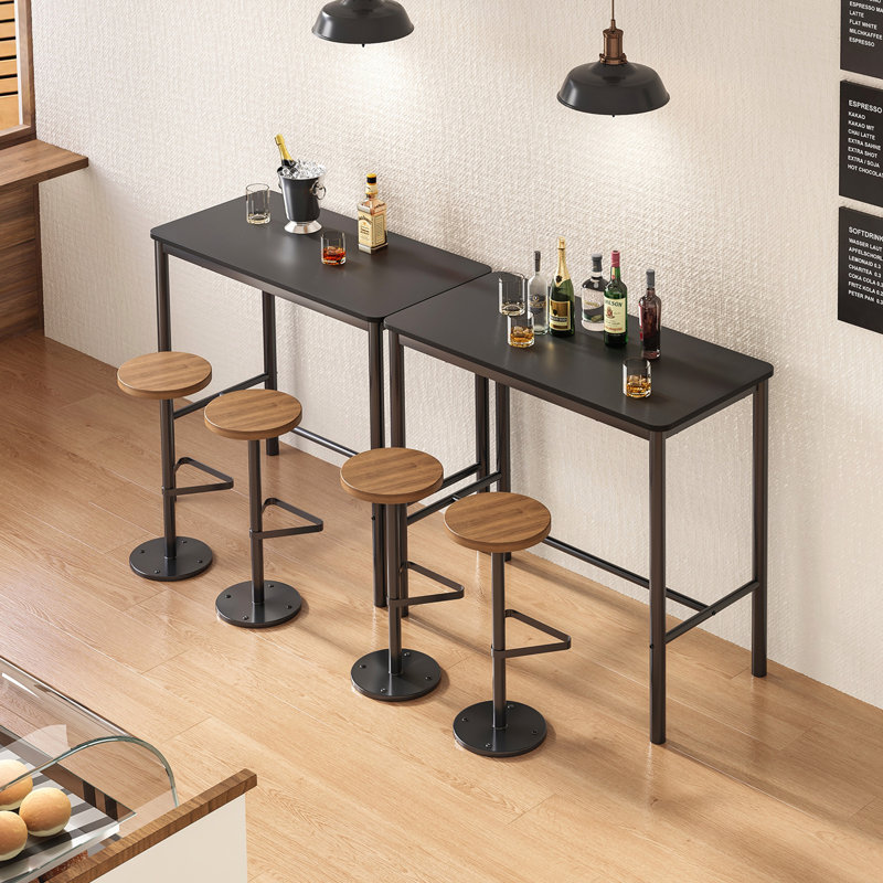 Metal Base Dining Table, Black, Black