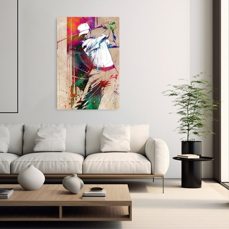 Art mural dynamique et dynamique, golfeur dynamique, H 60 po x l 40 po