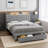 Queen Size Upholstered Bed Frame with Wooden Slats Support and Charging Station,No Box Spring Needed-1359904377-1359904376
