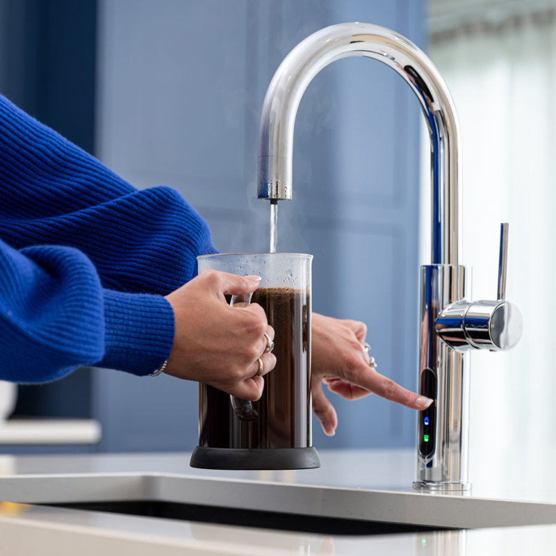 Digital 5-in-1 Sparkling Boiling & Chilled Tap - C-Shape - 2.4 Litre Boiler, Polished Chrome