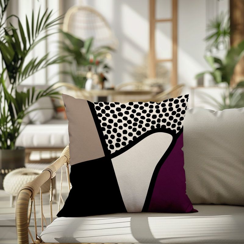 Oreiller carré réversible intérieur / extérieur Vie Abstract, H 17 po x l 17 po, Purple