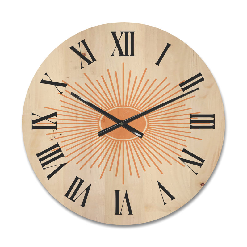 Horloge murale minimaliste en rayons de soleil brillants III, Moyen