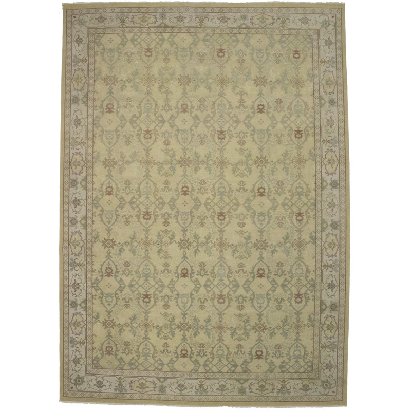 Tapis beige en laine noué à la main Flippin