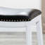 Tabouret de comptoir 24 po, finition blanche, siège en cuir noir-1507105536-1507105541