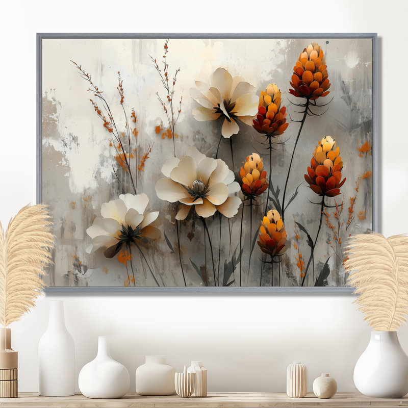«The Winter Wild Thistle Bloom II», impressions sur toile Thistle, H 16 po x l 32 po, Reproduction avec cadre flottant