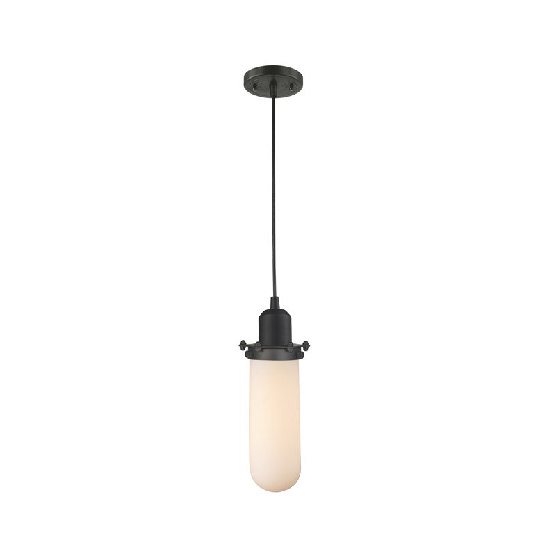 Luminaire suspendu géométrique 1 lumières simple Carrie, Blanc mat, Bronze huilé