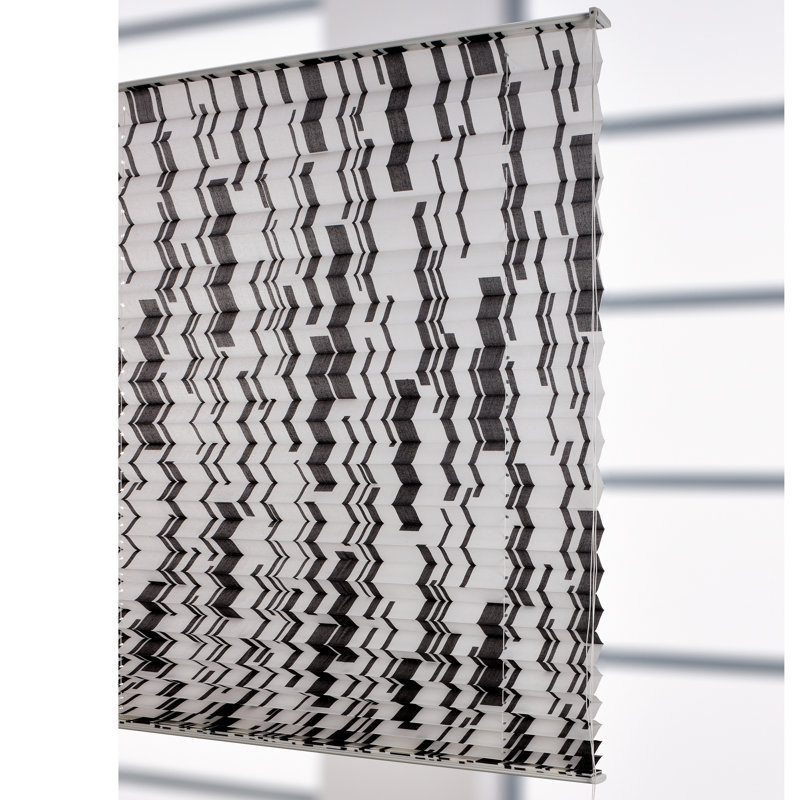 Semi Sheer Pleated Shade, Black and white, 140cm W x 175cm L