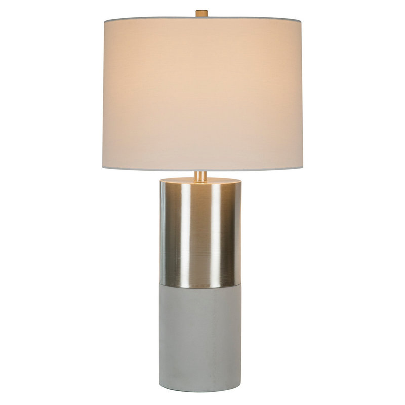 29-Inch White and Gold Metal Concrete Table Lamp Set