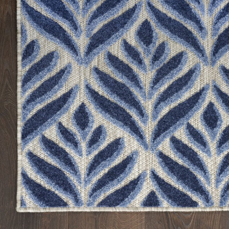 Antwun Nature Blue Indoor/Outdoor Area Rug, Rectangle 3'6" x 5'6"