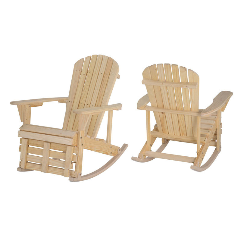 Chaise Adirondack berçante en bois massif Apsana, Naturel