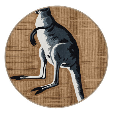 Washable Eastern Grey Kangaroo Wildlife Area Rug