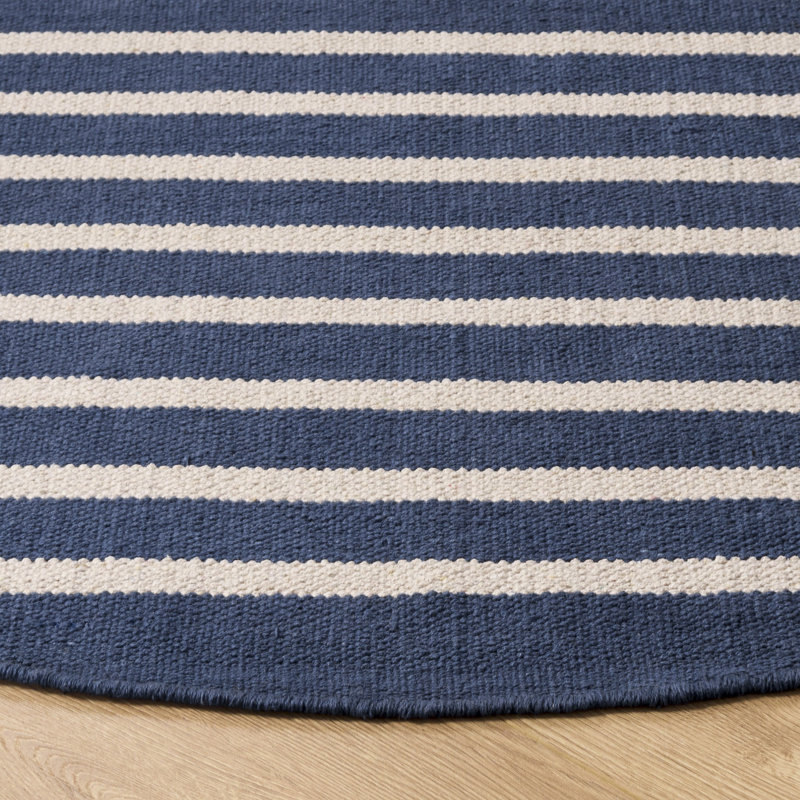 Estyn Hand Woven Cotton Striped Rug, Round 6'