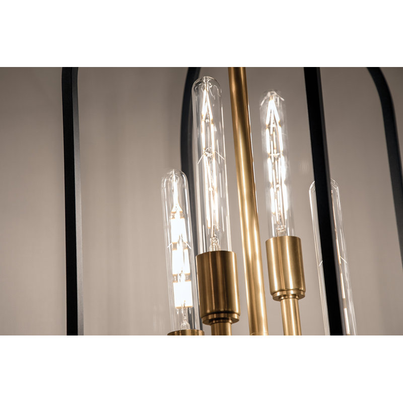 Lustre géométrique de style lanterne à 4 lumières Angler, Laiton vieilli