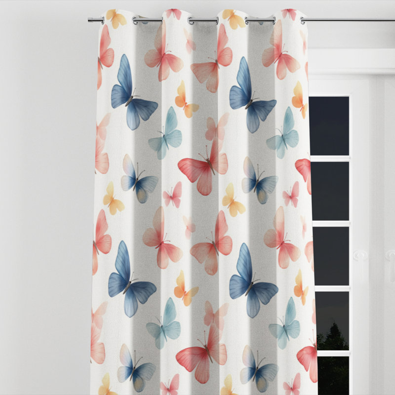 Rideaux à motif animalier avec œillets rouges - 1 panneau, L 52 po x L 120 po, Œillets argentés