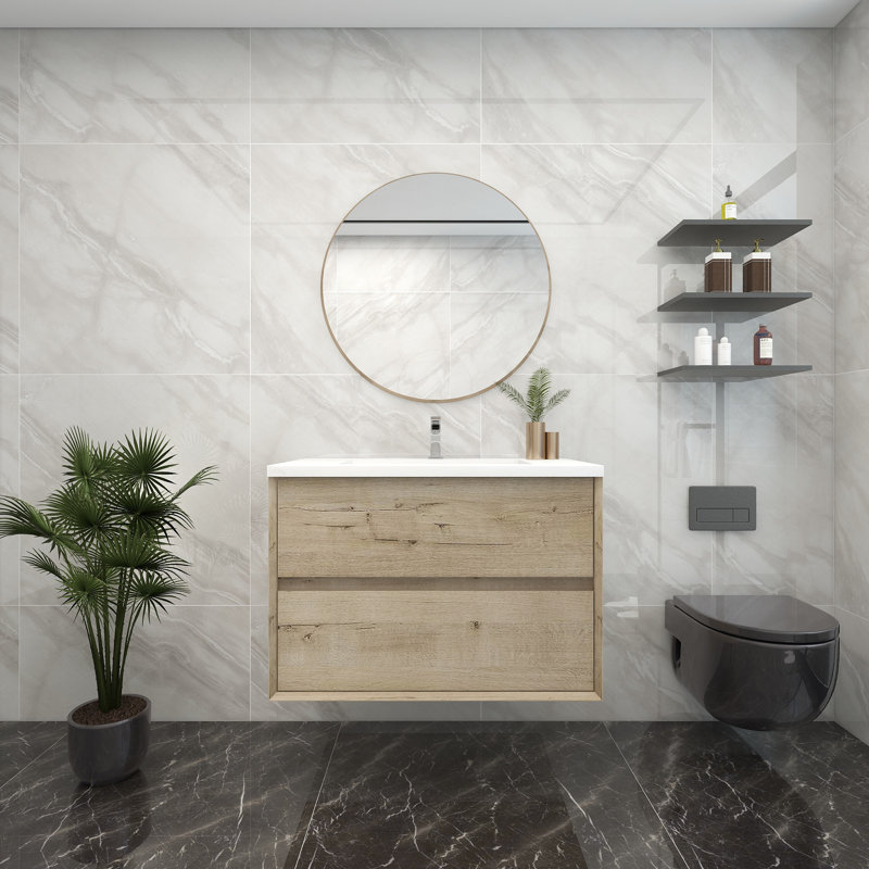Ensemble de meuble-lavabo simple 36 po, Chêne blanc