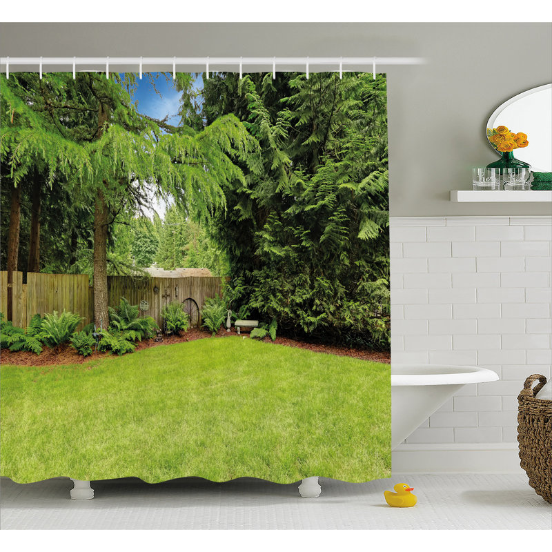 Rideau de douche simple rustique pin trees cour, l 69 po x L 75 po