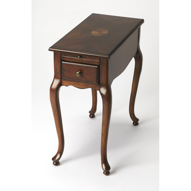  Croydon 11,5 po W Table d'appoint rectangulaire 1 tiroir en bois avec plateau coulissant brun foncé, Marron foncé