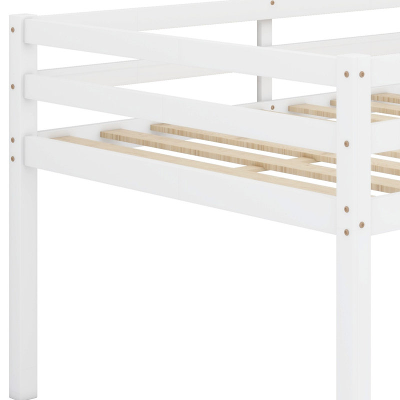 Lit mezzanine en bois avec échelle, Blanc