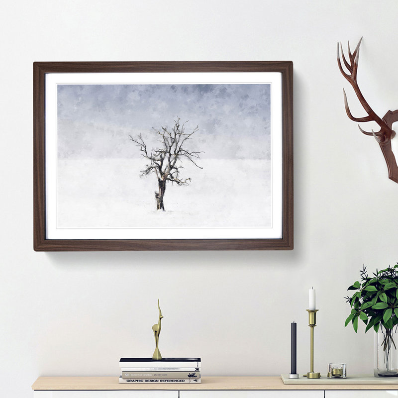 Winter Tree - Picture Frame Painting Print, Walnut Framed, 62cm H x 87cm W x 2cm D