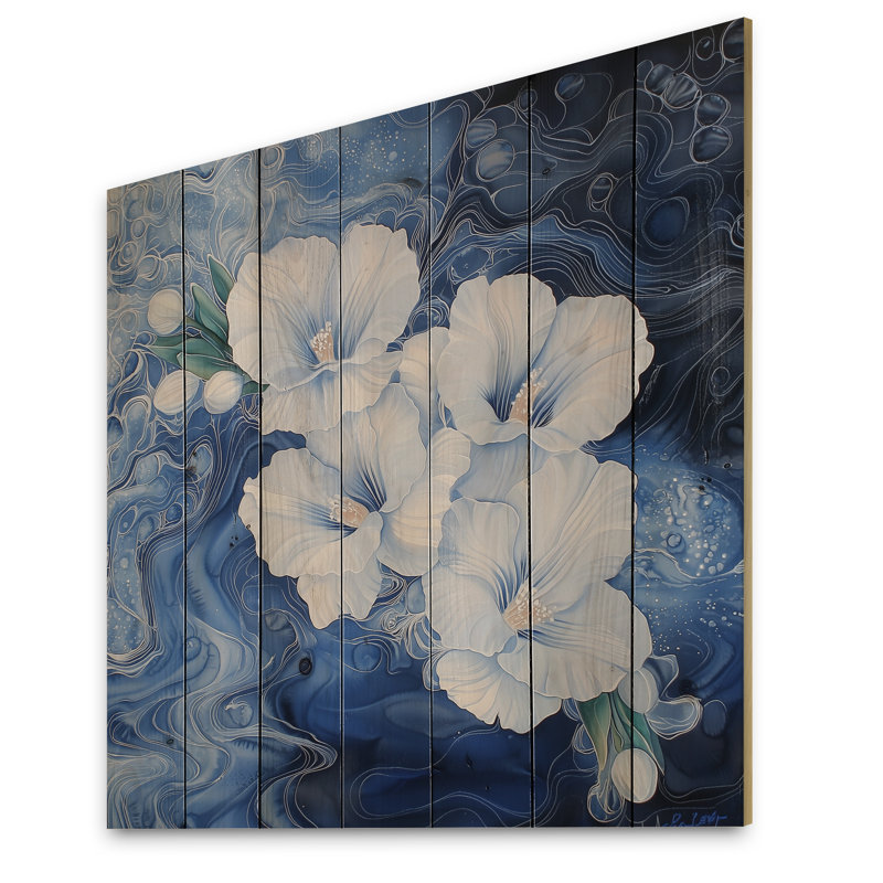 Symphonie éternelle de fleur de freesia bleue III - iris, art mural sur bois de pin naturel, H 25 po x l 25 po x P 0,78 po