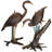 Standing and Fishing Herons in Reeds 2 Piece Statue Set