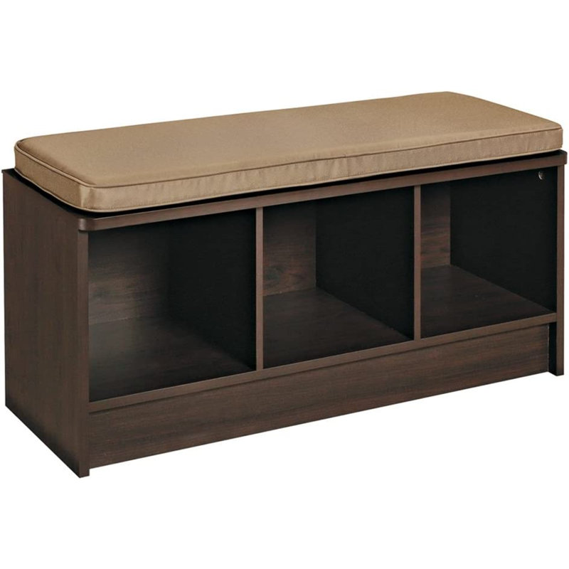 Cubeicals 3-Cube Storage Bench, White, Espresso