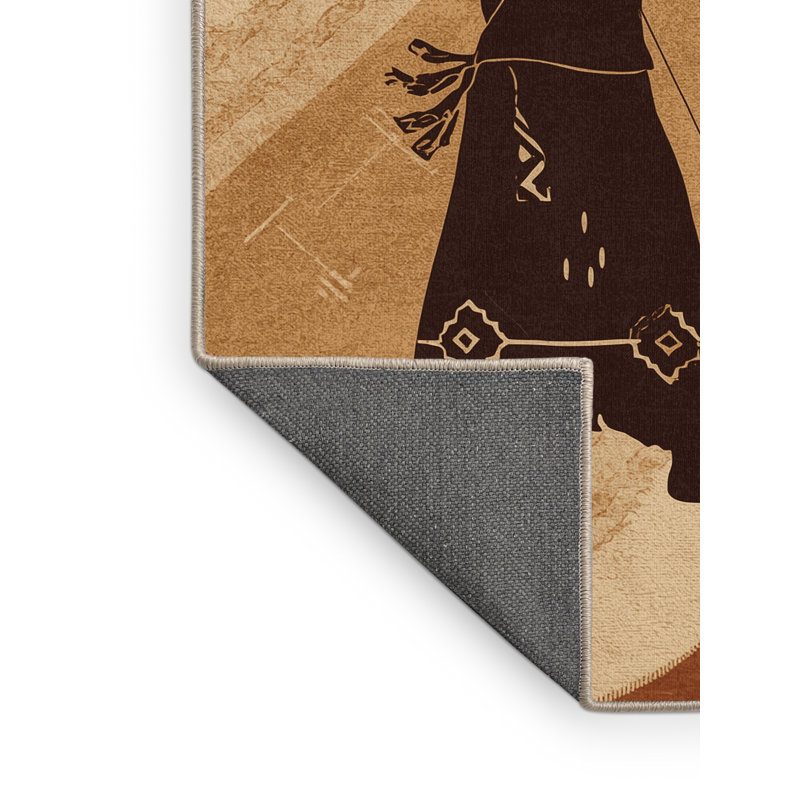 Soft Plush Duren Cherokee Archer Rustic Area Rug in Brown – Beige Binding, 7x10