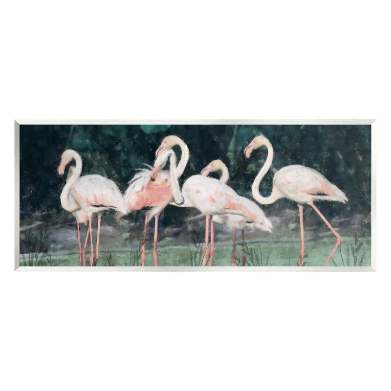 Volée de flamants roses - Peinture, Bois, H 7 po x l 17 po x P 0,5 po